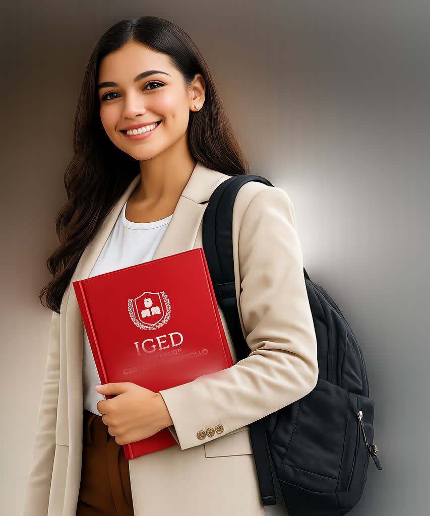 Estudiante de IGED con su carpeta del instituto